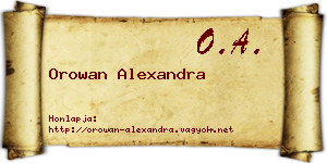 Orowan Alexandra névjegykártya